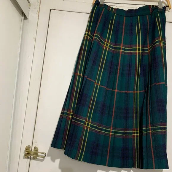 VINTAGE HIGHLAND QUEEN WOOL PLEATED KILT SKIRTS SIZE 14 - Picture 6 of 7